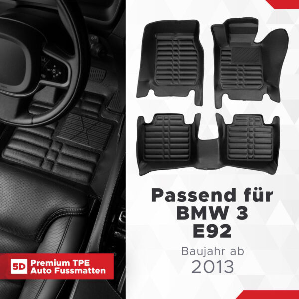 5D Fussmatten BMW 3er (E92/Coupe) 2006–2013
