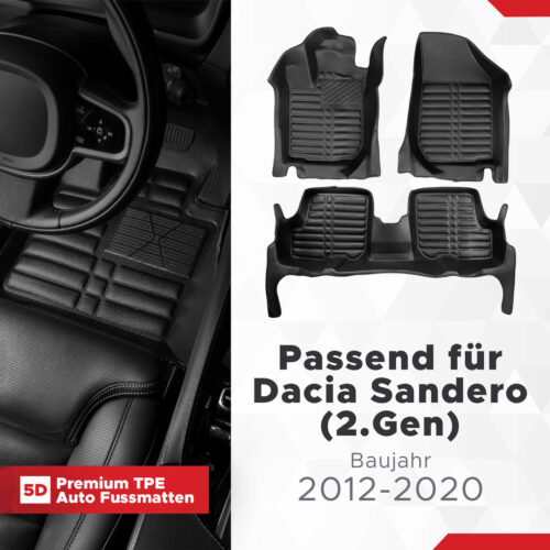 5D Fussmatten Dacia Sandero (2. Gen) 2012–2020