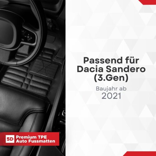5D Fussmatten Dacia Sandero (3. Gen) ab 2021