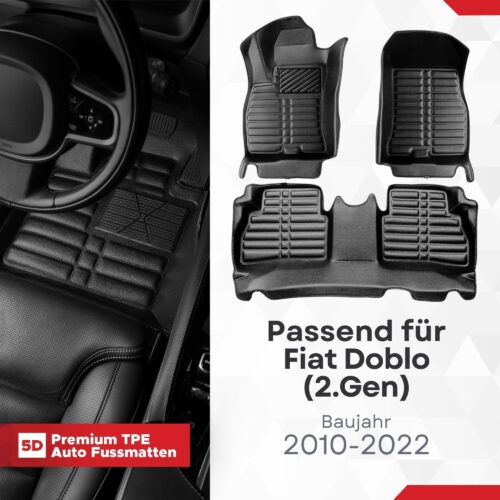 5D Fussmatten Fiat Doblo (2. Gen) 2010–2022