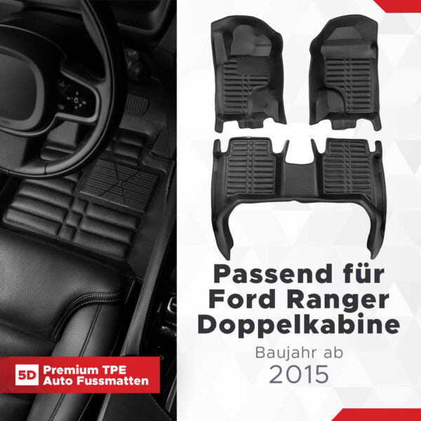 5D Fussmatten Ford Ranger Doppelkabine ab 2015
