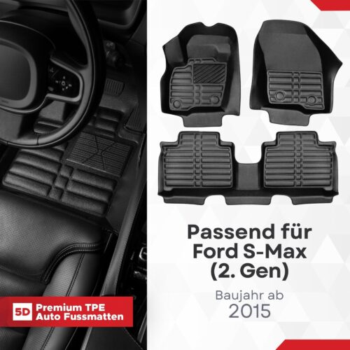 5D Fussmatten Ford S-Max (2. Gen) 2015–2023