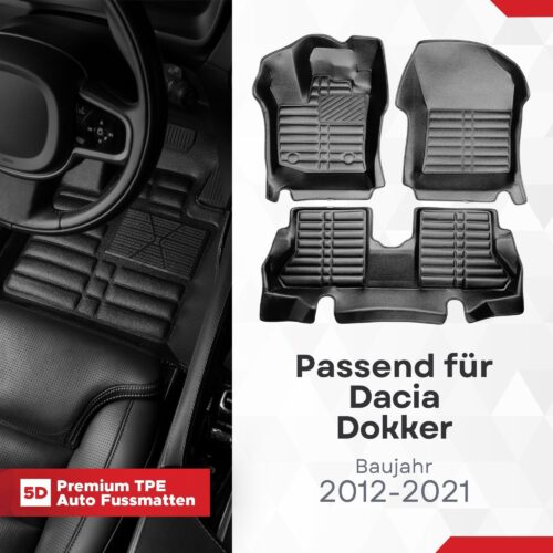 5D Fussmatten für Dacia Dokker 2012–2021