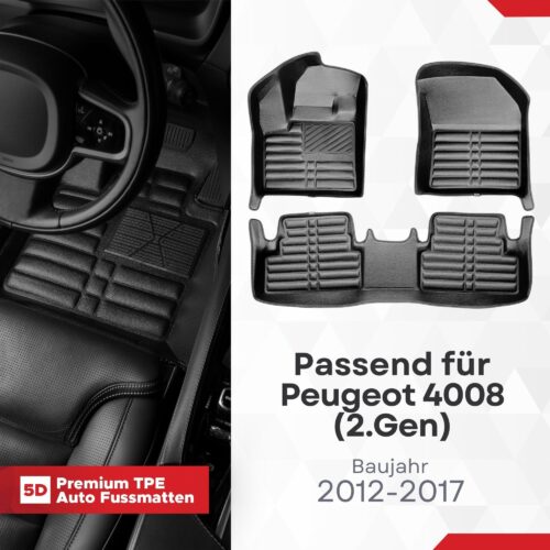 5D Fussmatten für Peugeot 4008 2012–2017