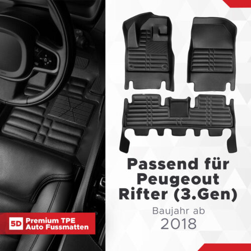 5D Fussmatten für Peugeot Rifter ab 2018