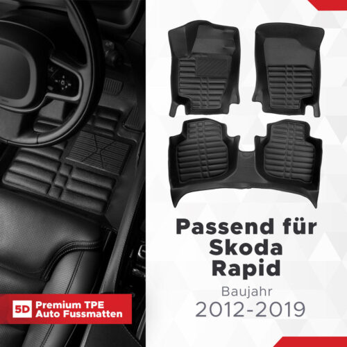 5D Fussmatten für Skoda Rapid 2012–2019