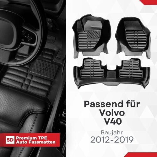 5D Fussmatten für Volvo V40 2012–2019
