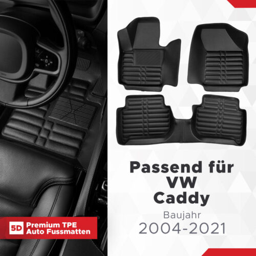 5D Fussmatten für VW Caddy 2004–2020