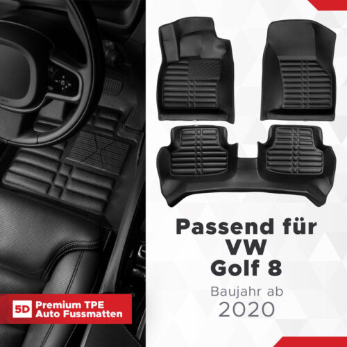 5D Fussmatten für VW Golf 8 ab 2019