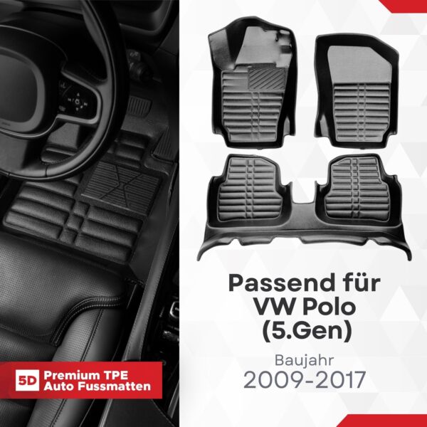 5D Fussmatten für VW Polo 5 2009–2017
