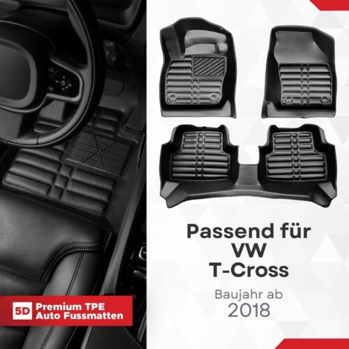 5D Fussmatten für VW T-Cross ab 2019