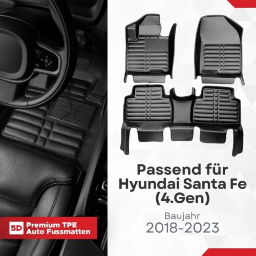 5D Fussmatten Hyundai Santa Fe (4. Gen) 2018–2024