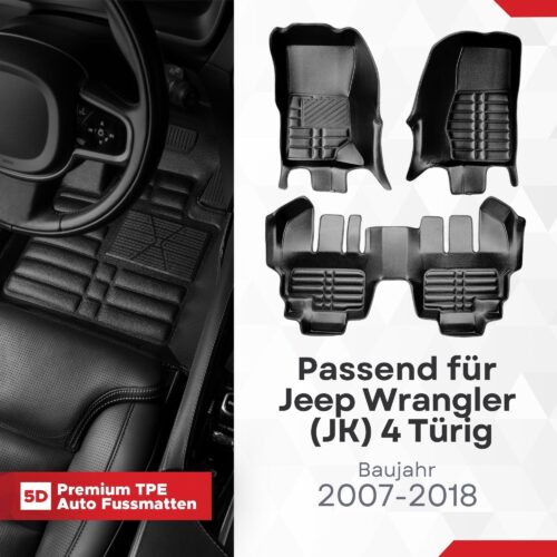 5D Fussmatten Jeep Wrangler (JK) 4-Türig 2007–2018