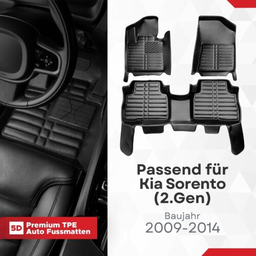 5D Fussmatten Kia Sorento (2. Gen) (XM) 2009–2015