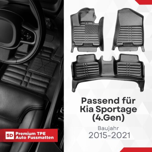5D Fussmatten Kia Sportage (QL) 2016–2022