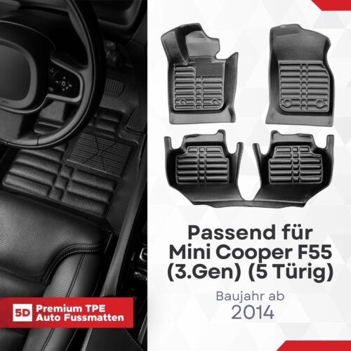 5D Fussmatten Mini Cooper/One (F55) (5-Türig) 2014–2023
