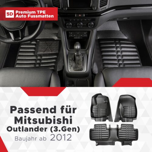 5D Fussmatten Mitsubishi Outlander 2012–2022