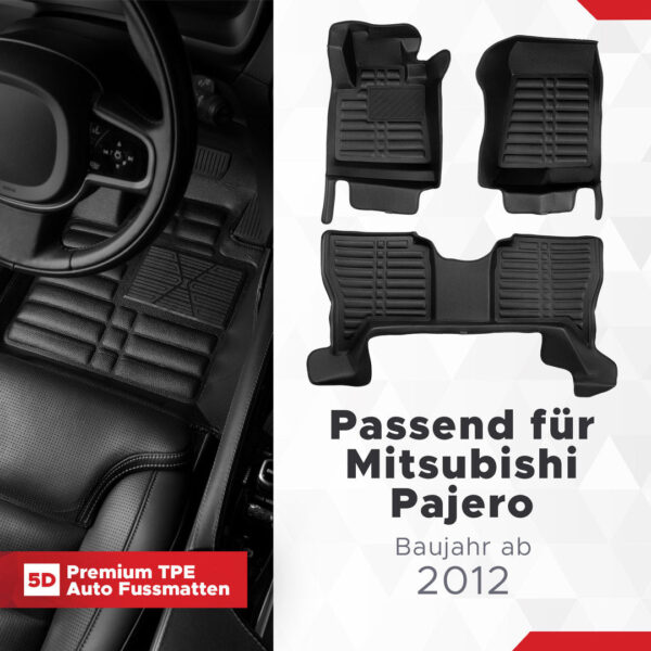5D Fussmatten Mitsubishi Pajero 4 Facelift 2012–2021
