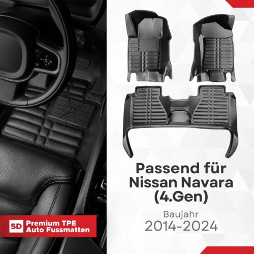 5D Fussmatten Nissan Navara (D23) 2014–2019