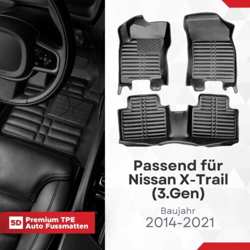 5D Fussmatten Nissan X-Trail (T32) 2014–2022