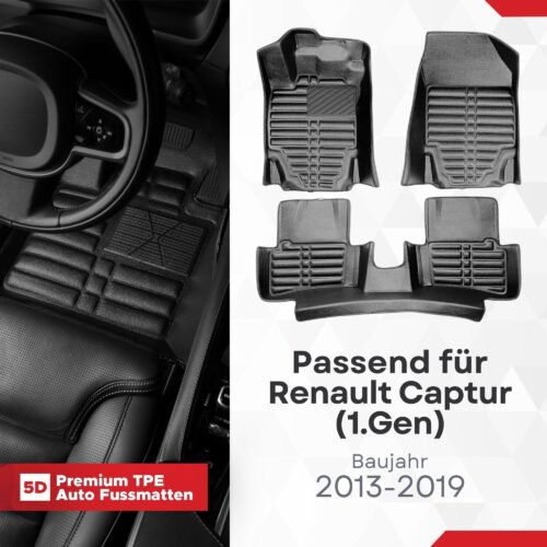 5D Fussmatten Renault Captur (1. Gen) 2013–2019