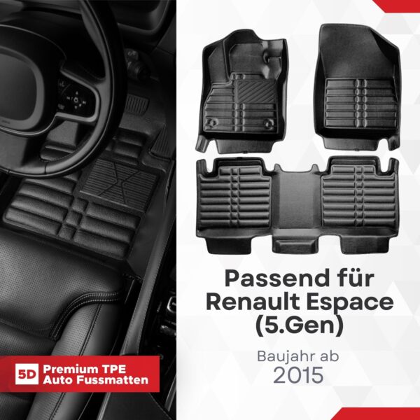 5D Fussmatten Renault Espace (5. Gen) 2015–2023