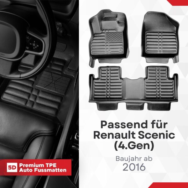 5D Fussmatten Renault Scenic (4. Gen) 2016–2023