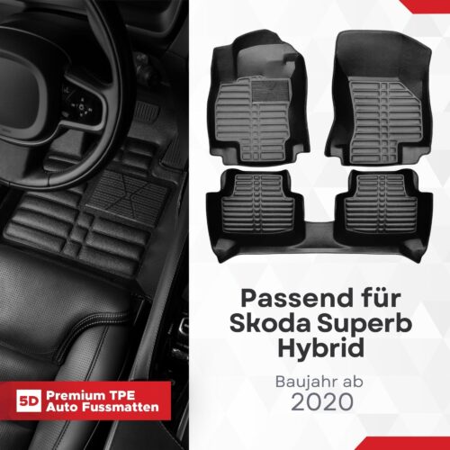 5D Fussmatten Skoda Superb iV (Hybrid) ab 2020