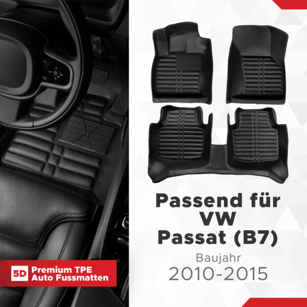 5D Fussmatten VW Passat (B7) 2010–2015