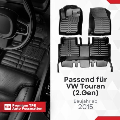 5D Fussmatten VW Touran (2. Gen) ab 2015