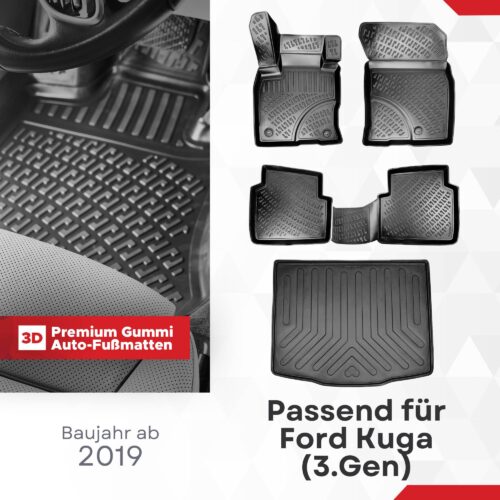 3D Fussmatten- und Kofferraumset Ford Kuga ab 2019