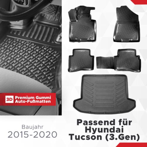 3D Fussmatten- und Kofferraumset Hyundai Tucson 2015–2020