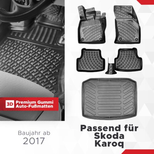 3D Fussmatten- und Kofferraumset Skoda Karoq ab 2017