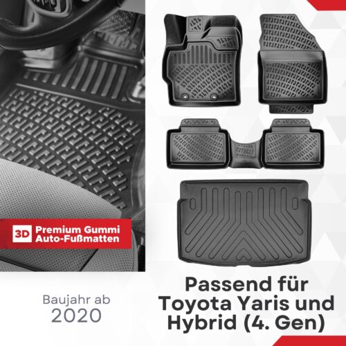 3D Fussmatten- und Kofferraumset Toyota Yaris ab 2020