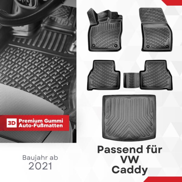 3D Fussmatten- und Kofferraumset VW Caddy ab 2020