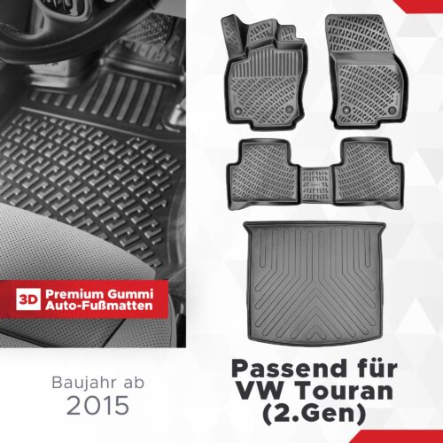 3D Fussmatten- und Kofferraumset VW Touran ab 2015